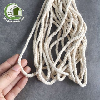 Dây thừng mềm màu trắng - dây thừng se Macrame cotton dày 7mm [ 1 mét ]