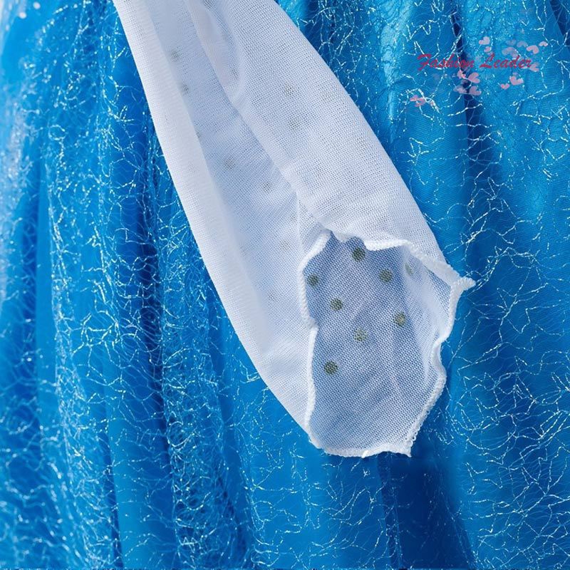 Đầm Công Chúa Elsa Tay Dài Phối Ren Lưới Cho Bé Gái 2017