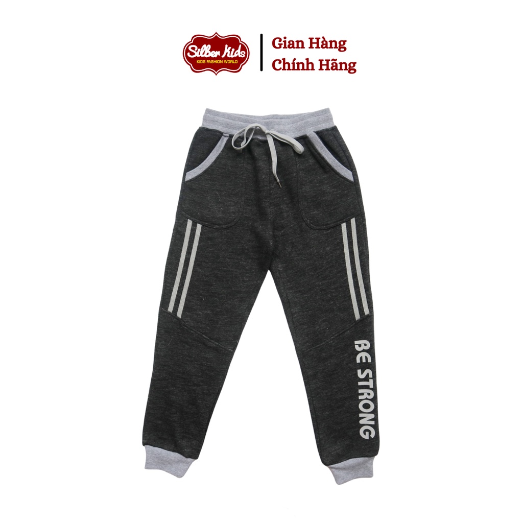 [Mã BMLTA50 giảm 10% đơn 150K] Quần Nỉ Bé Trai 25-45kg Phối 2 Sọc In Be Strong SILBER KIDS