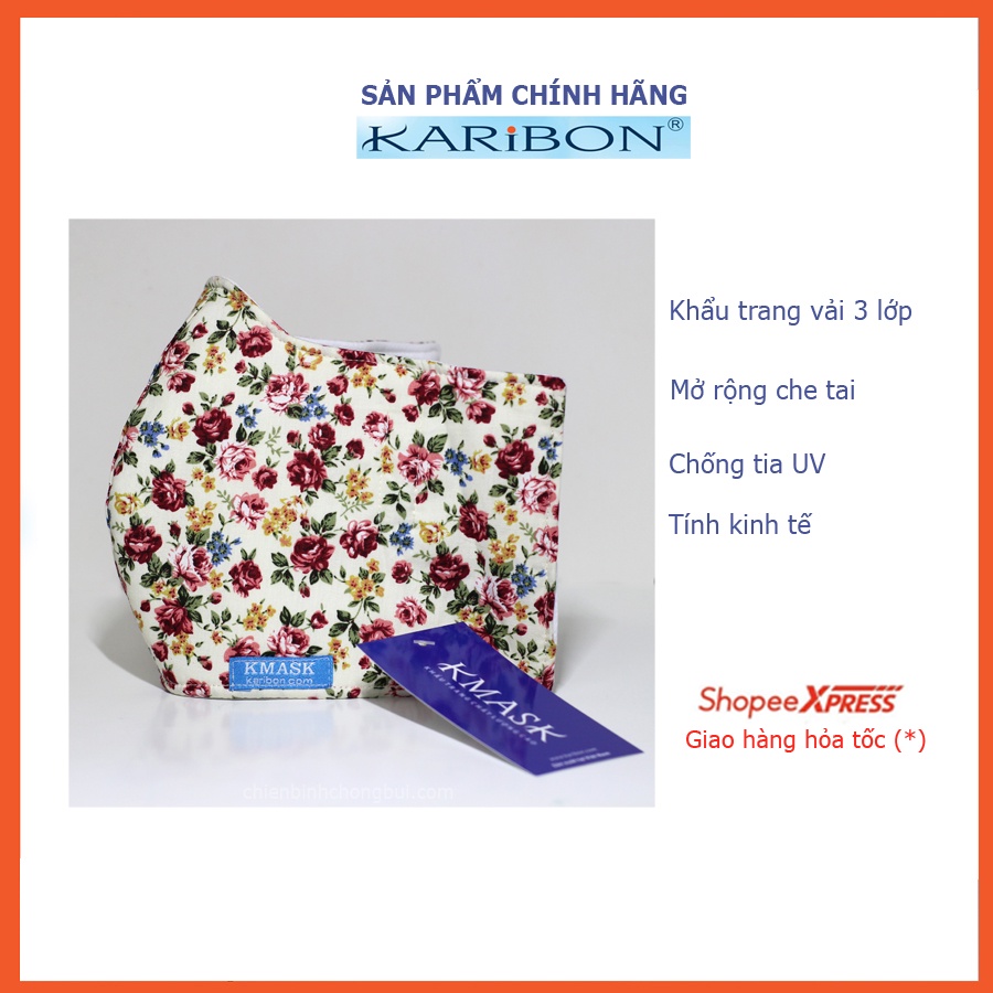 Khẩu trang che tai Karibon Kmask 3 lớp tiêu chuẩn QCVN 01:2017/BTC