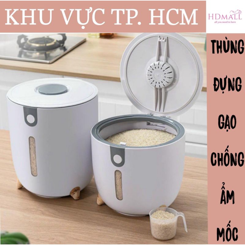 Thùng Đựng Gạo, Đựng Ngũ Cốc 10KG Chống Ẩm Mốc, Nắp Đậy Thông Minh, Thiết Kế Sang Trọng