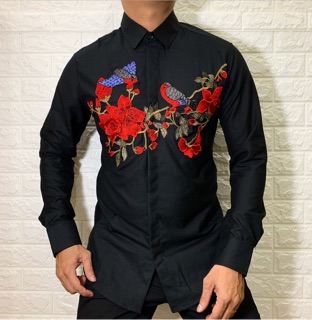 Sơ Mi Dài Tay Thêu Hoa Văn