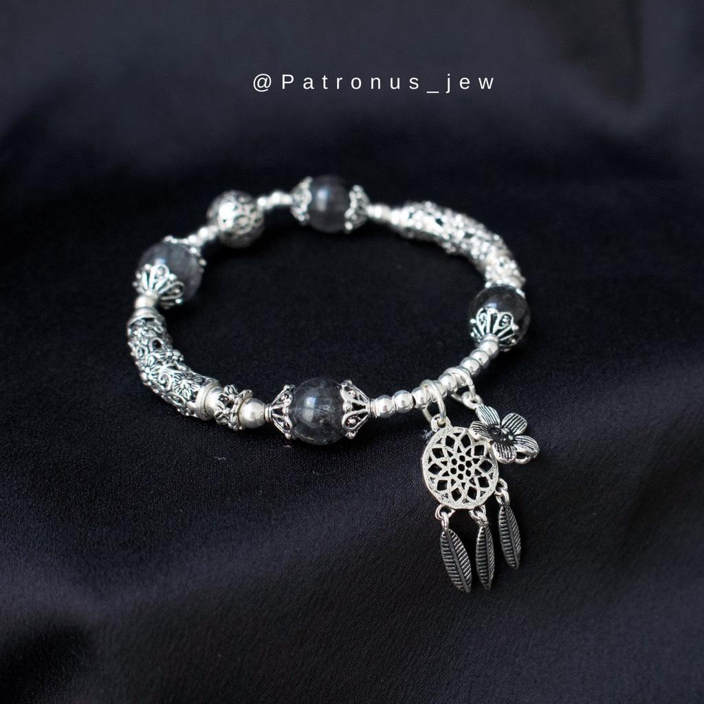 Vòng Tay Tóc Đen Phối Charm Bạc 925 VTTATDPC92522A Patronus