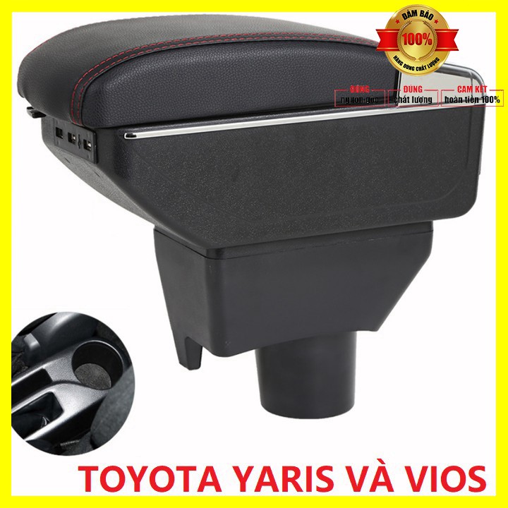 Hộp tỳ tay ô tô cao cấp Toyota Yaris và Vios tích hợp 7 cổng USB 2014-2019 DUSB-YRIS