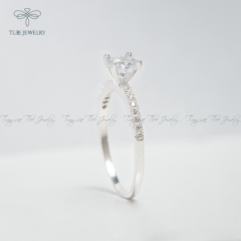 Nhẫn bạc nữ TLEE trụ đá bốn chấu nạm đá sang trọng NCJ A0157