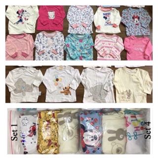 0-24 tháng: Set 3 áo dài tay các hãng H&M, F&F, George xuất xịn