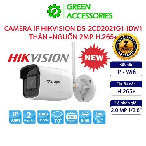 Camera IP HIKVision DS-2CD2021G1-IDW1 (2MP, H.265+, Wireless) - BH 24 Tháng - Green Accessories