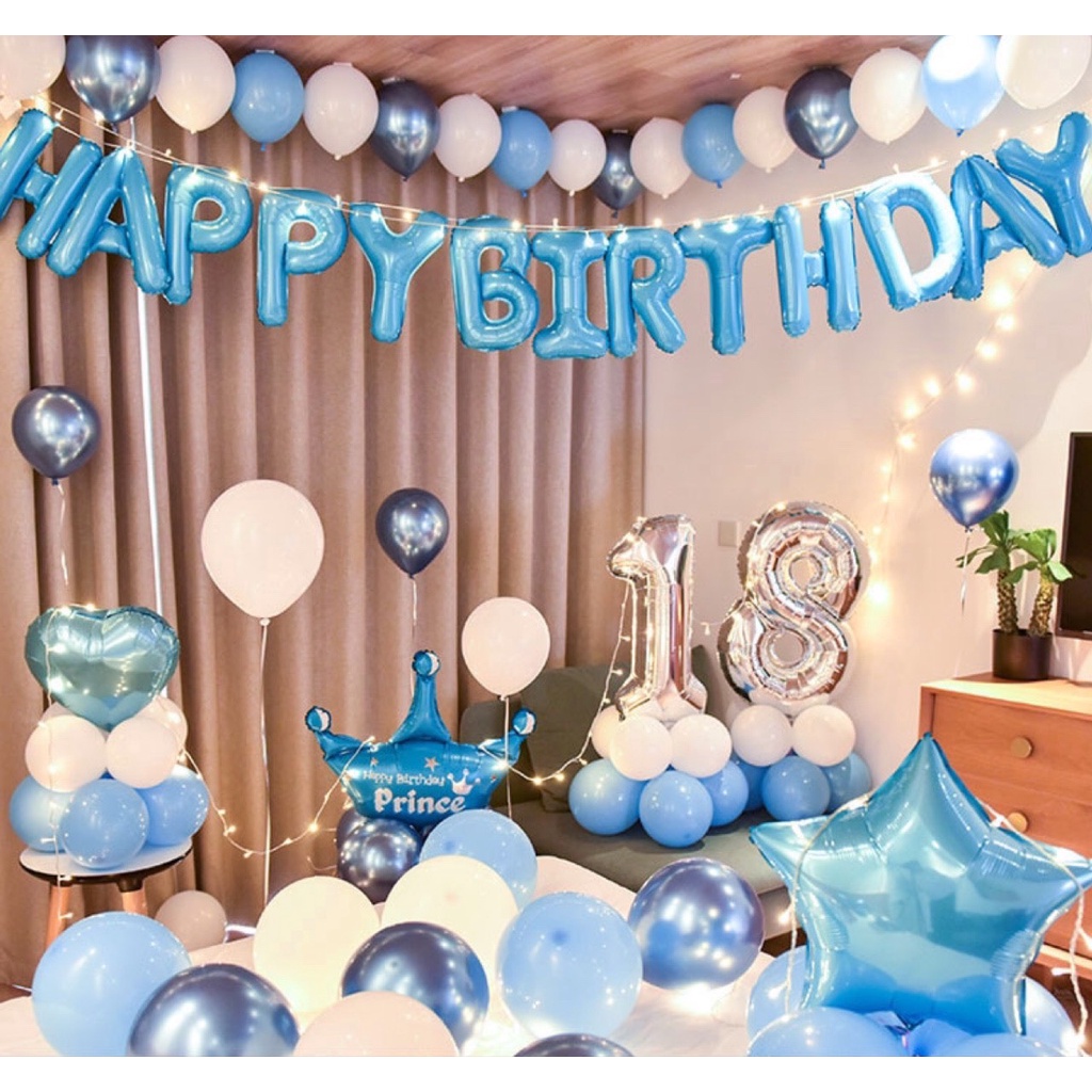 Set Bóng Bay Trang Trí Sinh Nhật Đủ Phụ Kiện Như Hình Chọn Màu QA00