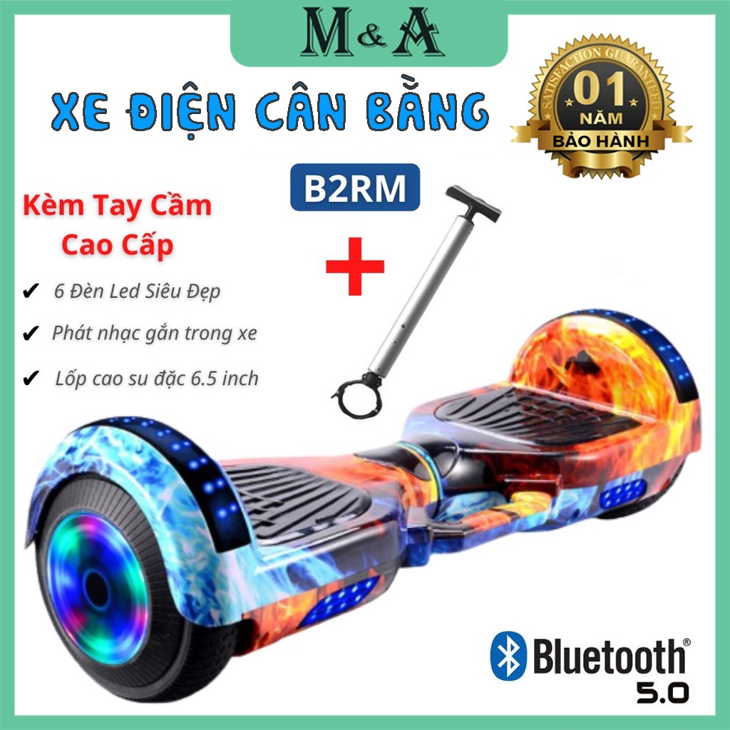 Xe Cân Bằng Điện 2 Bánh Smart Balance 6.5 inch - Xe Điện Cân Bằng Cho Bé , Kèm Tay Cầm Cao Cấp - Kết Nối Loa Bluetooth