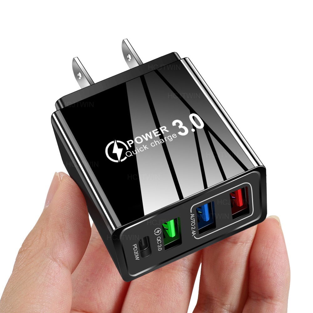 Cóc sạc nhanh 3.1A 3USB+PD TYPE-C Charger có đèn led chính hãng BH 12 tháng Iphone 12/Android Chính Hãng