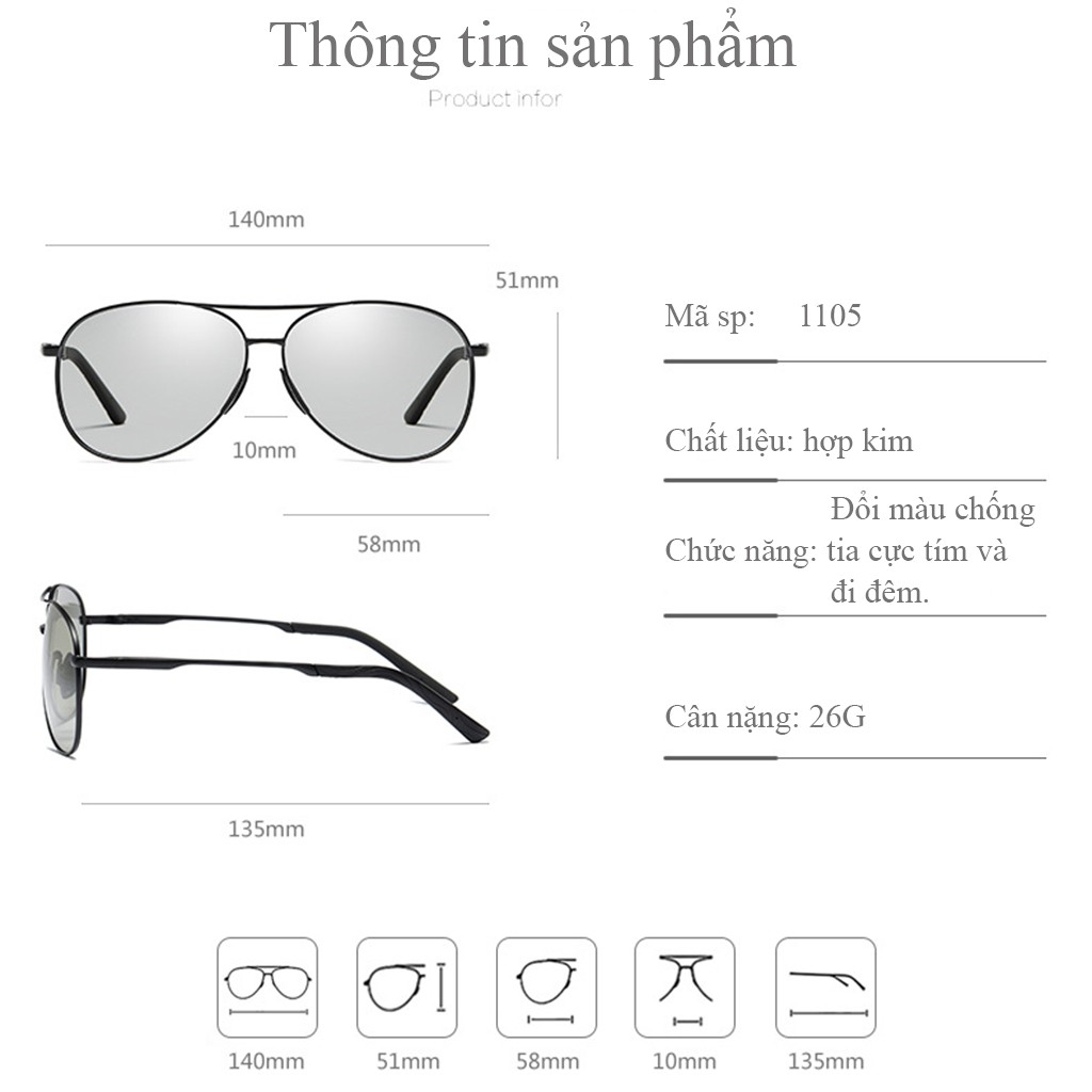 Kính nam phân cực đổi màu cao cấp C1105 | BigBuy360 - bigbuy360.vn