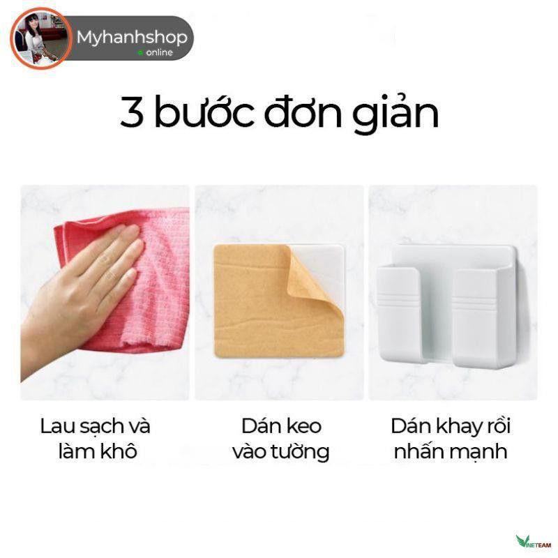Giá Dán Tường Để Remote, Sạc Điện Thoại Và Đồ Dùng Cá Nhân, Nhựa Bền.