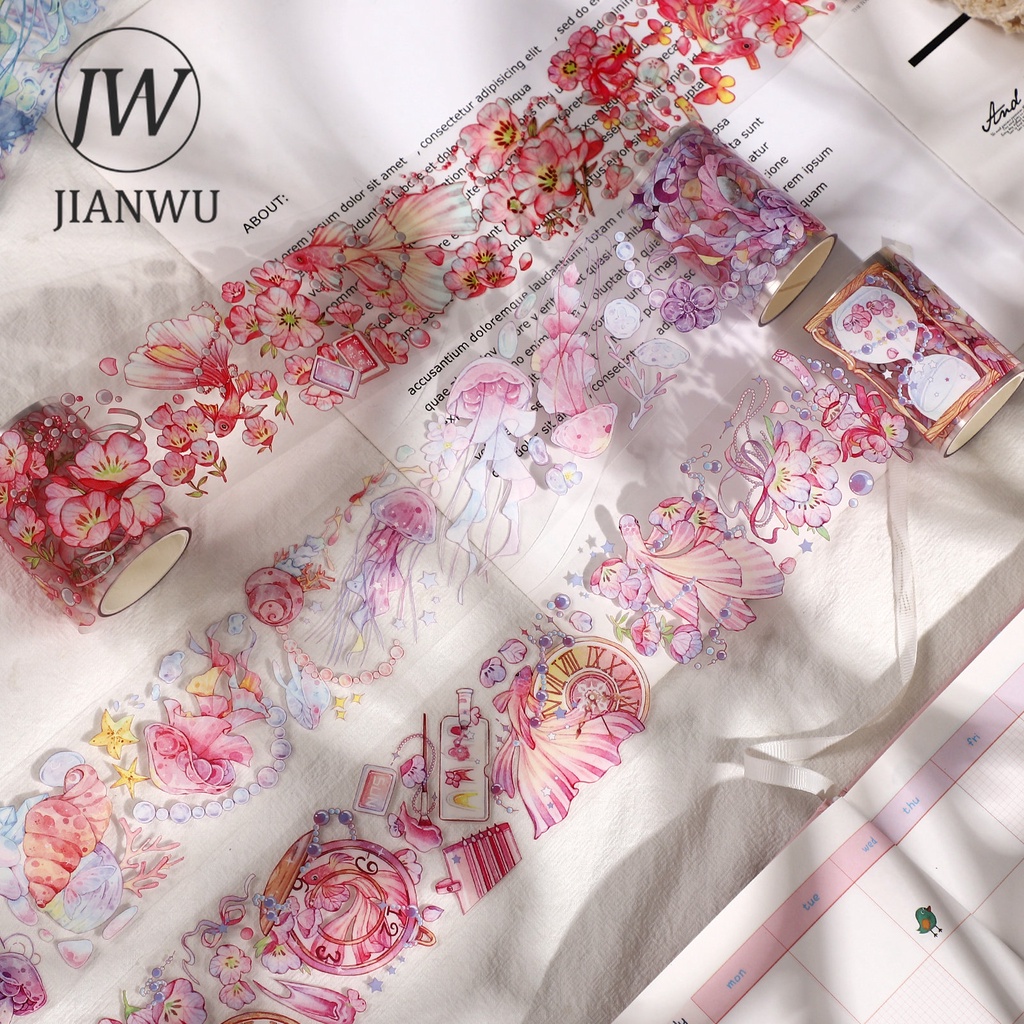 Bộ 5 / 6 Cuộn Băng Keo PET Nhiều Kích Cỡ Họa Tiết Hoa Dễ Thương Trang Trí Sổ Tay DIY