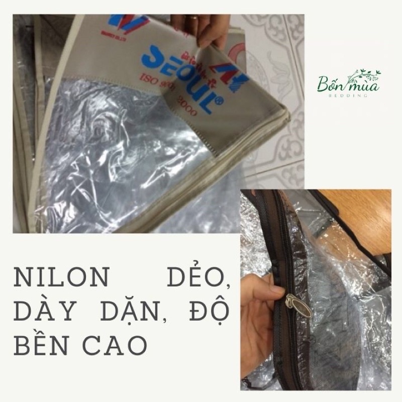 Túi Nilon Bọc Đệm [NILON DÀY, CHUẨN KÍCH THƯỚC] dùng cất bọc đệm, cho đệm gấp 3 tấm, có khoá kéo 2 chiều- hàng sẵn