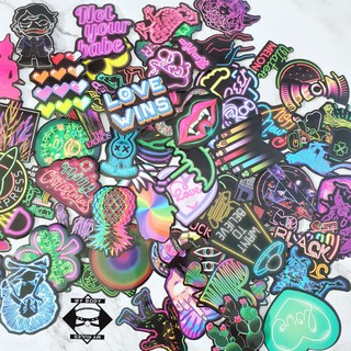 (057) Set sticker/hình dán/decal màu đen - neon.