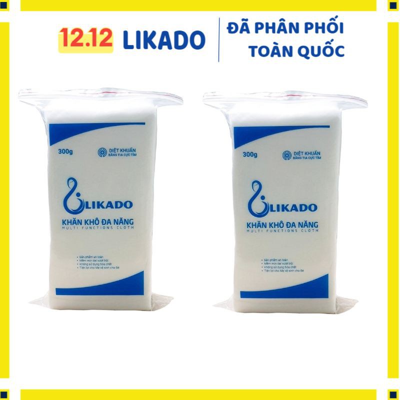 [LIKADO] Khăn khô đa năng Likado gói 300g kích thước (14x20cm) (2 gói)