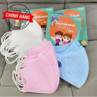 Hộp 10 Khẩu trang 3D cho bé hiệu Dolphin hình cá heo dễ thương