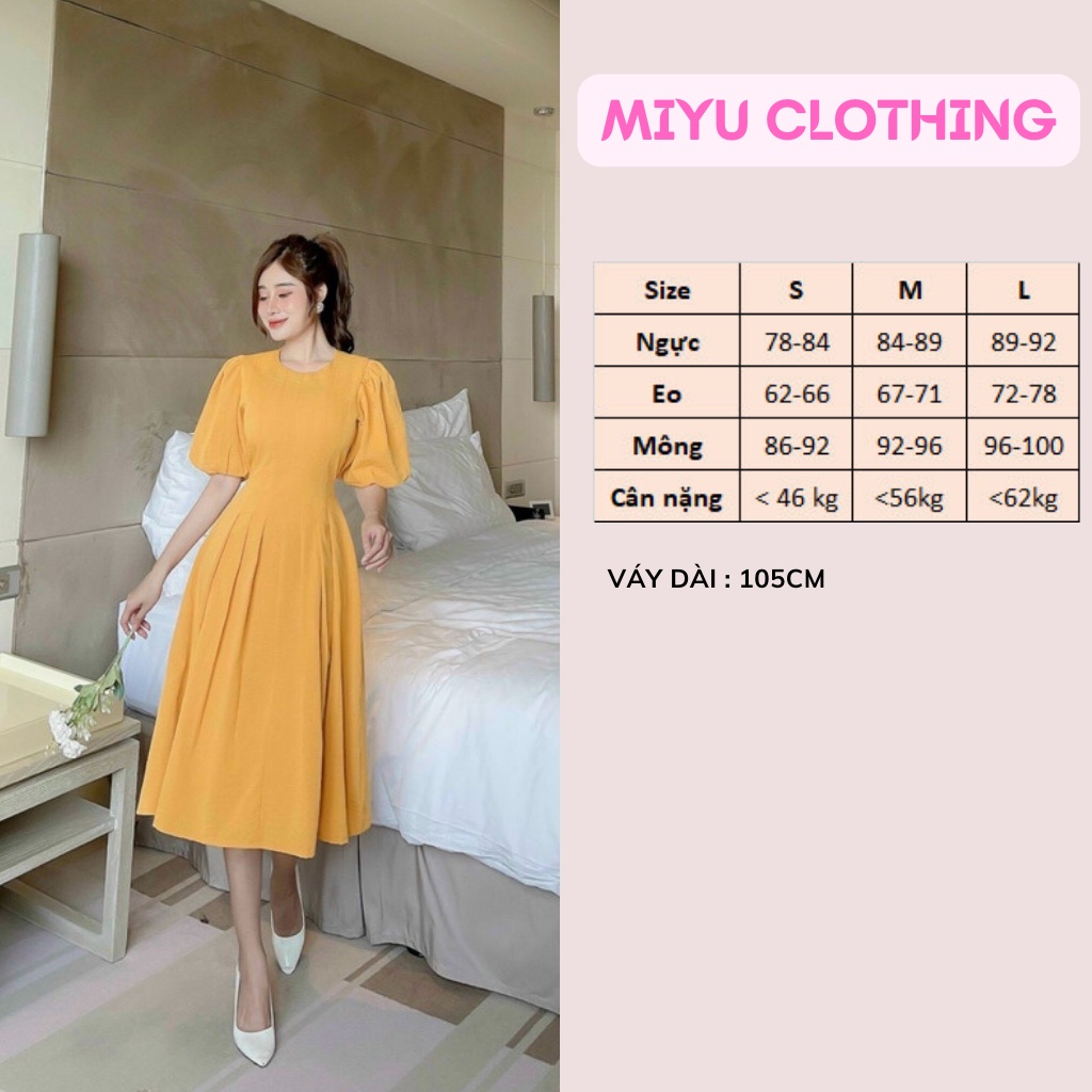 Váy đi đám cưới đầm đẹp dáng dài váy nữ xòe tay ngắn đi tiệc chất liệu linen cao cấp sang trọng Miyu Clothing