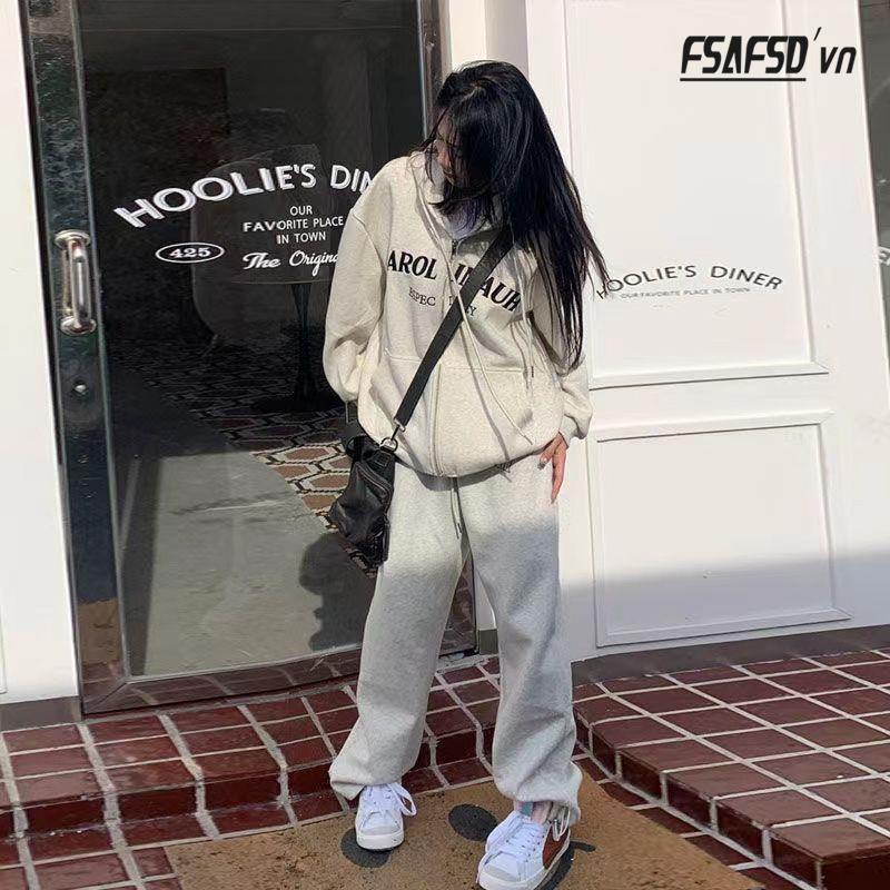 Bộ Đồ Thể Thao Áo Khoác Hoodie Vải Mỏng Dáng Rộng Thiết Kế Năng Động Cho Nữ