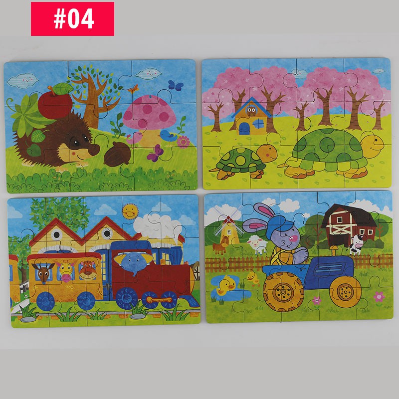 Combo 4 miếng tranh ghép lớn cho bé 3 tuổi trở lên Loại cao cấp Woodentoys