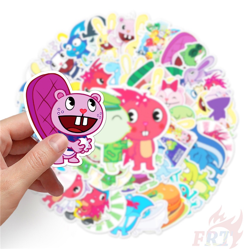 Set 50 hình dán chống thấm nước Happy Tree Friends Series 01 thời trang trang trí đa dụng