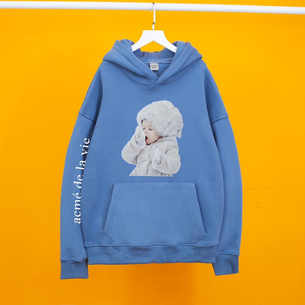 Áo nỉ hoodie ADLV EM BÉ TUYẾT Hogoto shop , Áo nỉ hoodie unisex nam nữ form rộng oversize chất liệu Cotton