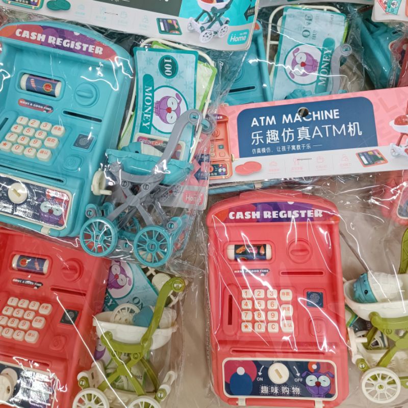 Vỉ đồ chơi máy Atm cho bé có kèm tiền giấy, tiền xu SHOP MẸ BÚN