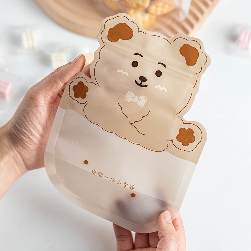 Túi zip trong suốt đựng bánh kẹo hình gấu hoạt hình dễ thương 2022