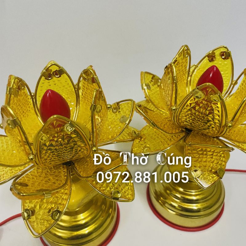 Đèn thờ hoa sen cánh nhựa 1 bông thấp