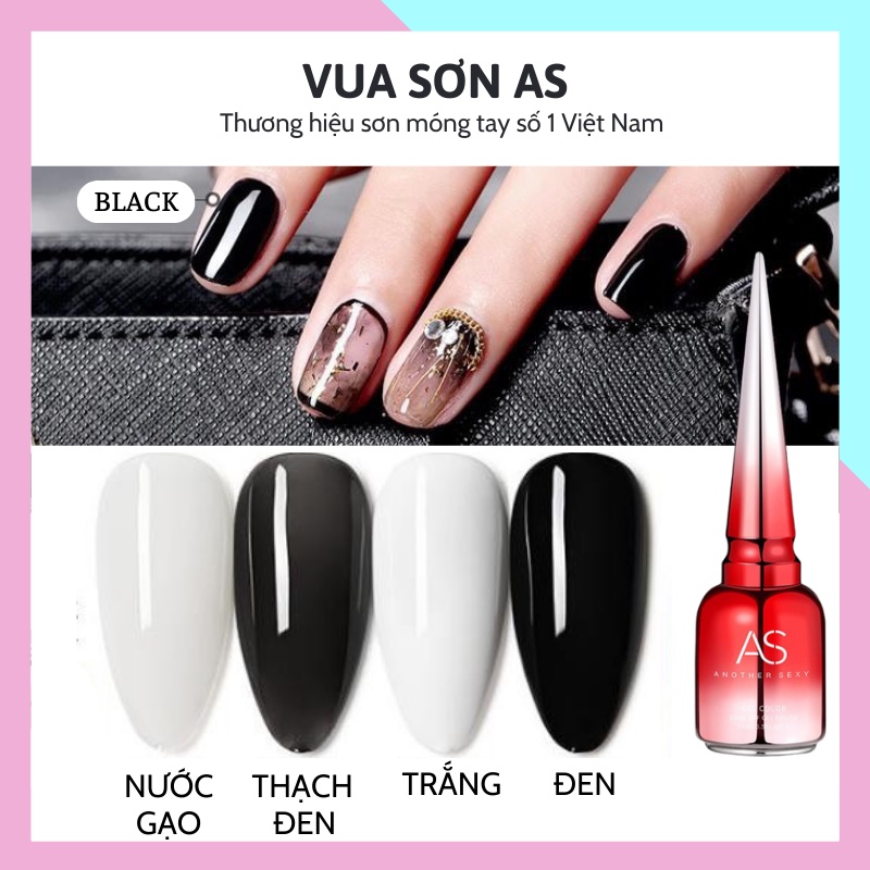 Sơn móng tay gel AS màu trắng đen sữa chua nước gạo thạch đen VUA SƠN AS chai 15ml