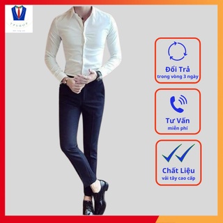Áo Sơ Mi Nam Trắng Cotton Lụa Dài Tay Công Sở