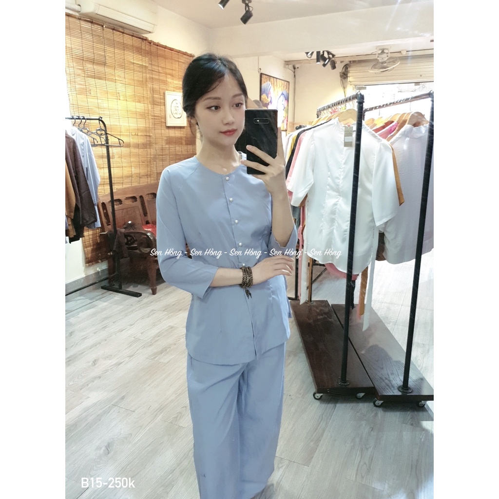 BỘ ĐỒ BÀ BA NAM NỮ TRUYỀN THỐNG # bộ đồ lam đi chùa đi chơi # bà ba xưa giản dị vải kate mát mịn dáng xuông B16 Lam