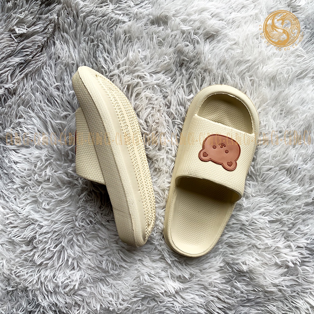 Dép bánh mì nữ hình gấu dép đúc siêu nhẹ đế dày 3cm chống xẹp đi trong nhà