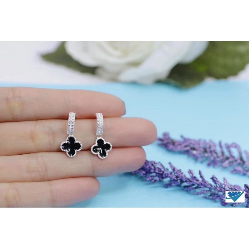 BÔNG TAI MẶT HOA SƠN ĐEN BẠC TA
