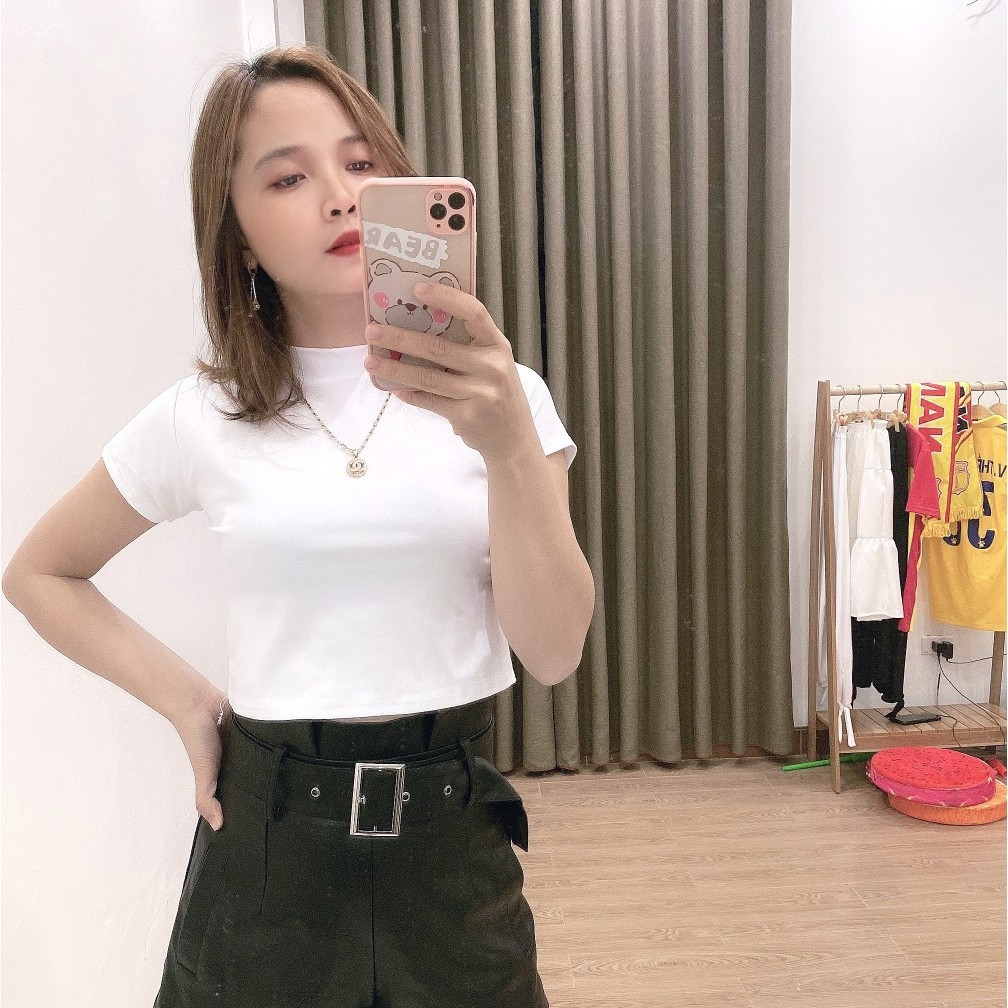 Áo thun nữ croptop tay ngắn đẹp ôm body unisex  DUKO FASHION