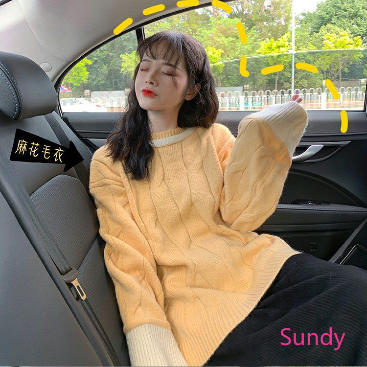 Áo sweater dáng rộng phong cách Hàn Quốc thời trang thu đông cho nữ