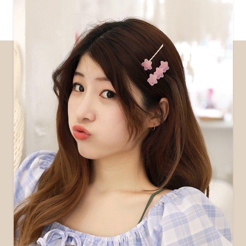 Set 2 Kẹp Tóc Kẹo Dẻo Jelly Màu Gradient Hình Trái Tim Và Ngôi Sao Siêu Yêu