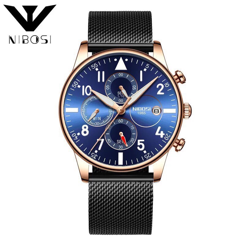 (Siêu Sale) Đồng hồ nam NIBOSI chính hãng cao cấp dây lưới chạy full 6 kim hàng cực tốt full box (hàng sale) | BigBuy360 - bigbuy360.vn