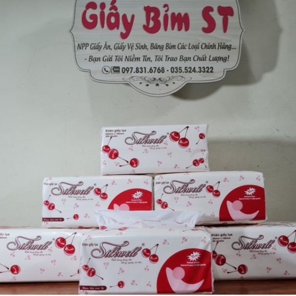 Giấy ăn rút Silkwell táo cherry mềm mại 280 tờ/gói x 2 lớp CHÍNH HÃNG