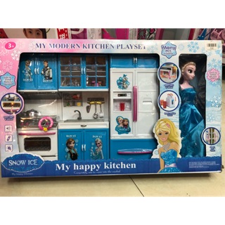 Bộ đồ chơi bếp nấu ăn và công chúa Elsa cho bé gái