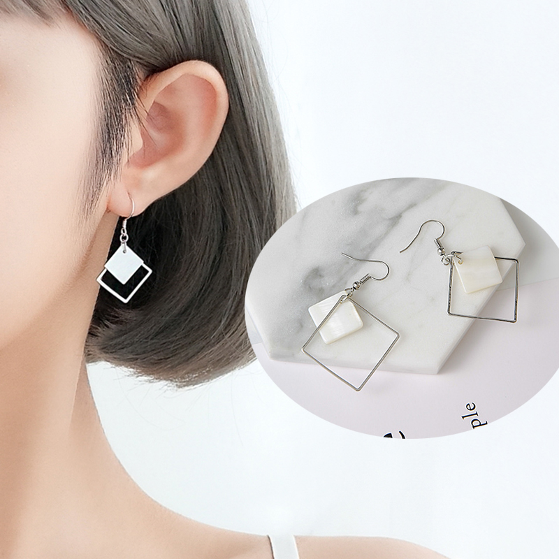 Đôi hoa tai móc hình vuông phong cách Hàn Quốc dành cho nữ