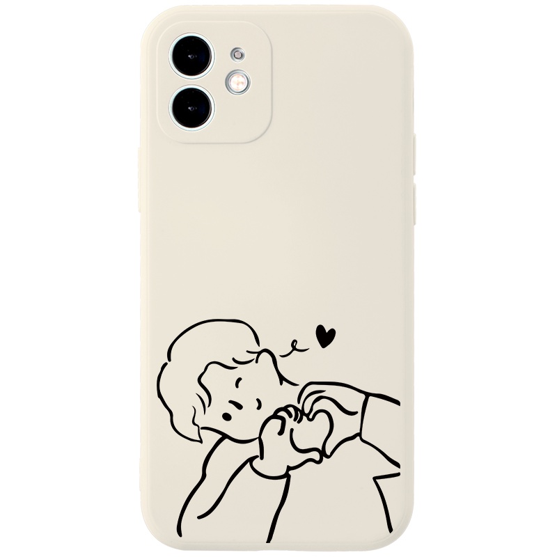 Ốp lưng JURSUE mềm hình cặp đôi dễ thương đẹp cho iPhone 13 12 11 Pro Max SE 2020 X XR XS ip 8 7 6 6S Plus kute Y213