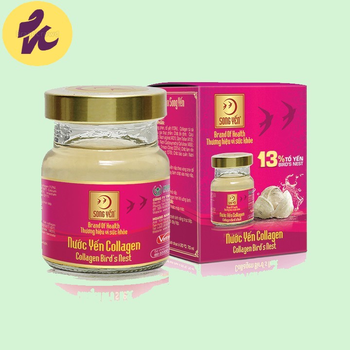 SONG YẾN - Nước yến sào Song Yến Collagen 13% tổ yến cao cấp (6 lọ x 70ml)