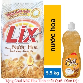 COMBO Bột giặt Lix 6kg Hương Nước Hoa Tặng Nước Rửa Chén Fax