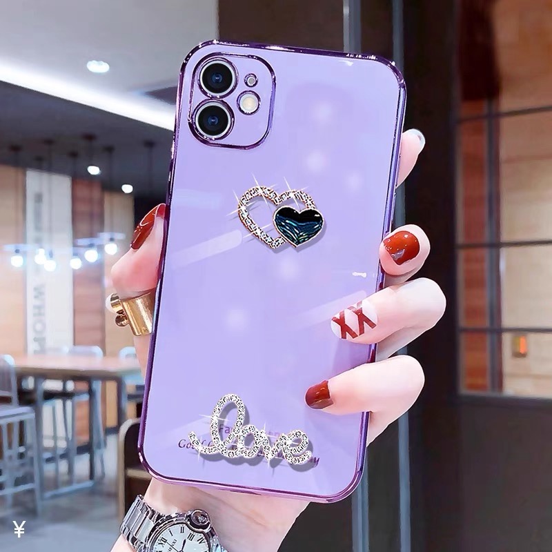 Ốp Điện Thoại Mềm Mạ Hình Trái Tim Lấp Lánh Cho Realme 8i 9i 9 Pro Plus C35 7 5 6 Pro