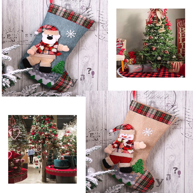 Vớ Treo Hình Gấu / Tuần Lộc / Cây Thông Giáng Sinh Dễ Thương Trang Trí Nhà Cửa / Tiệc Giáng Sinh DIY