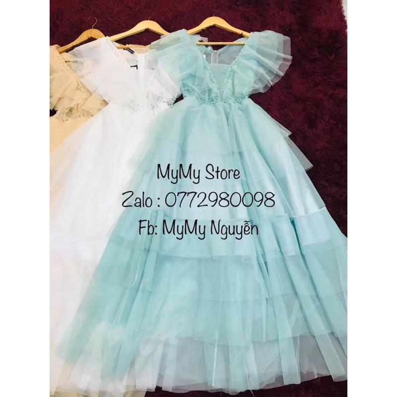 KÈM ẢNH/VIDEO THẬT - Đầm xoè cổ V kết cườm đá xếp tầng SANG TRỌNG - MS160V- Size M/L đến 57kg | BigBuy360 - bigbuy360.vn