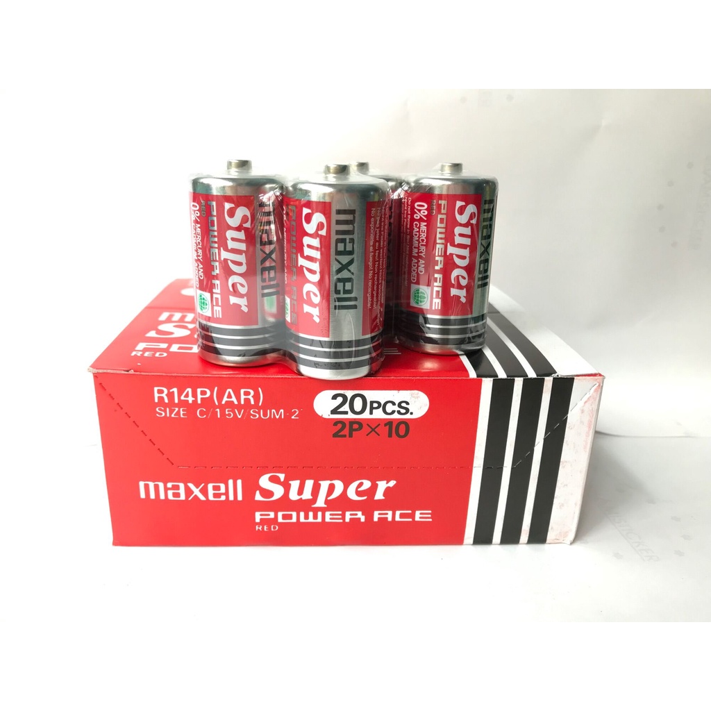 Pin Trung size C MAXELL R14(AR) vỉ 2 viên 1.5V (Nhập Khẩu Indonesia) ( Pin Trung)