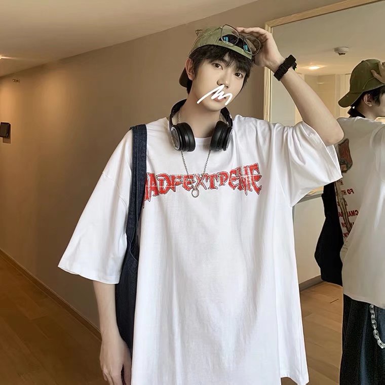 Áo Thun Tay Ngắn Cổ Tròn Form Rộng In Họa Tiết Phong Cách retro Âu Mỹ