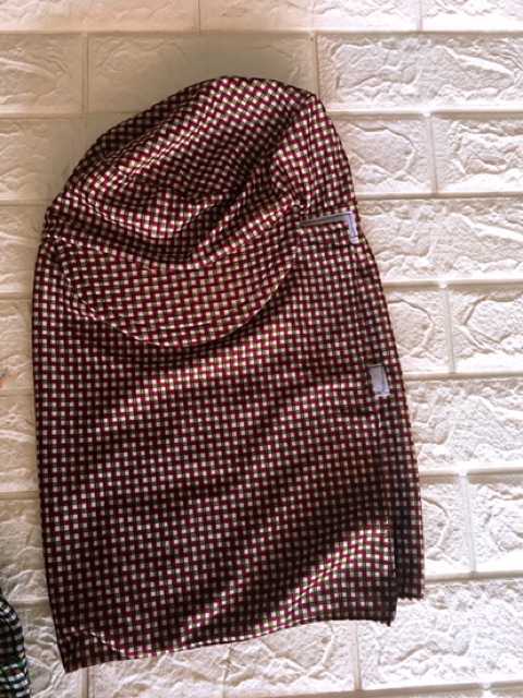 Mũ khẩu trang cotton lạnh hai lớp kẻ ( ảnh thật)